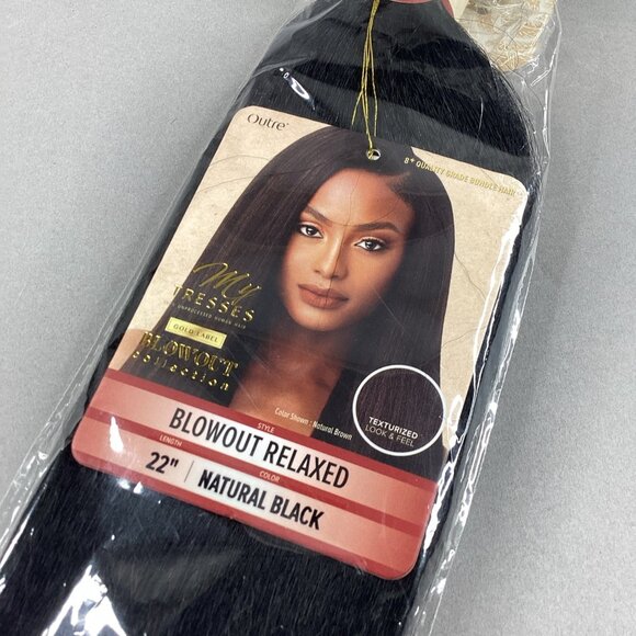 Blowout Relaxed 22” Natural Brown 100% Unprocessed Human Hair Extensions - Picture 3 of 5